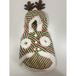 Christmas Fleece Jacket Small Dogs with Reindeer Hood!